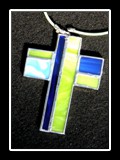 Kreuz für Halskette Blau-Grün