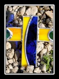 Kreuz für Halskette Blau-Gelb